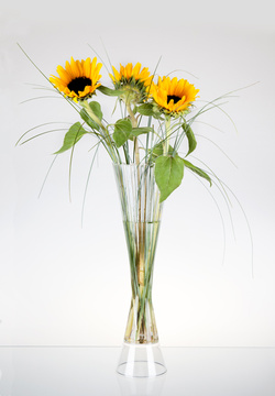 Skleněná vroubkovaná váza pro živé květy Retro - Slunečnice