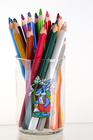Skleněný stojánek na tužky pro školáky s velikonočním motivem