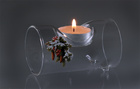 Vánoční trubicový svícen na 1 svíčku s obrázkem zasněžené větvičky  
