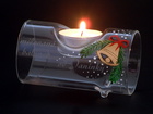 Vánoční malovaný trubicový svícen na 1 svíčku s pískovaným věnováním na přání