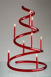 Vánoční spirálový svícen na 8 svíček - červený