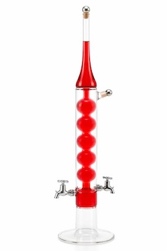 Dvoustěnná párty láhev s foukanými koulemi a dvěma kohouty