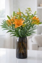 Váza z láhve pro sekt v barvě tmavě hnědé - leštěný rovný okraj 