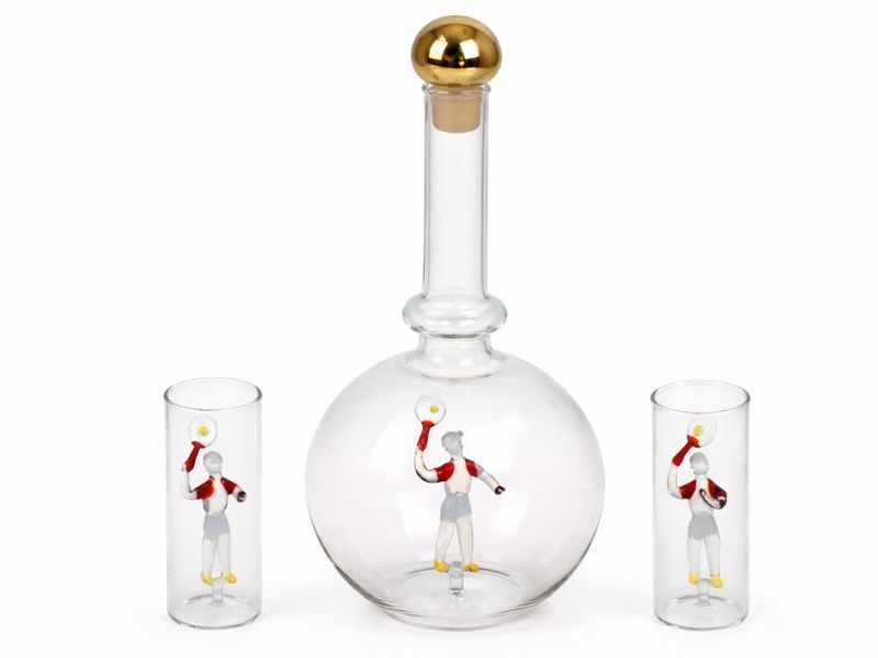 Sada skleněné dárkové láhve a odlivek Magic Tenis
