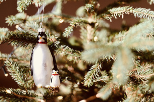 Sada vánočních ozdob tučnák s mrňousem & méďa