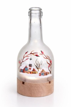 Vánoční svícen - ruční malba Chaloupky / dub lak