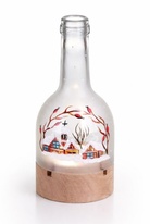 Vánoční svícen - ruční malba Chaloupky / dub lak