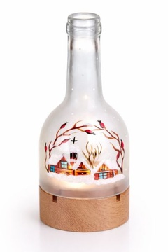Vánoční svícen - ruční malba Chaloupky / dub olej