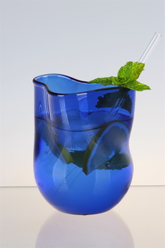 Modrá sklenička BLUE organického tvaru