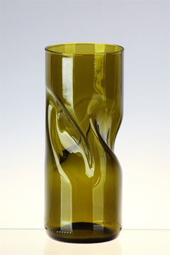 Cool váza z láhve od vína - barva antická zelená - designové i funkční zatvarování
