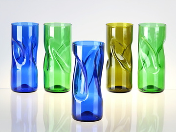 Cool váza z láhve od vína - výrazně modrá 