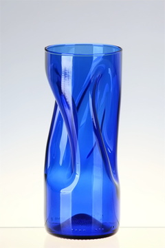 Cool váza z láhve od vína - barva modrá - designové i funkční zatvarování