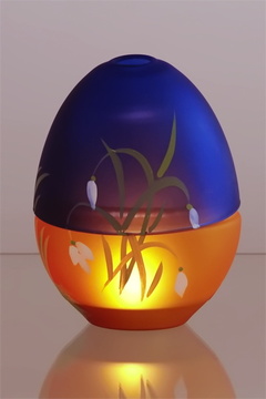 Vajíčko malované pro čajovou svíčku - kohoutek - zadní strana