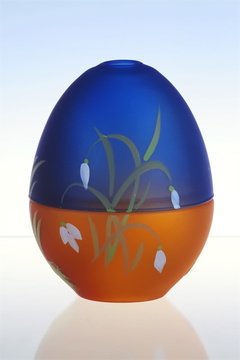 Vajíčko malované pro čajovou svíčku - kohoutek - zadní strana