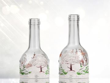 Svícen z lahve od vína - Zimní Magie - výška 150 mm a 170 mm - zadní strana