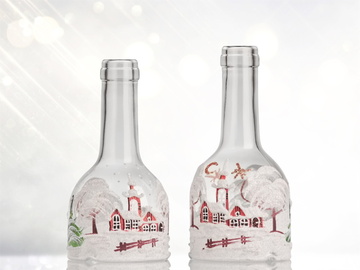 Svícen z lahve od vína - Zimní Magie - výška 150 mm a 170 mm
