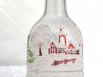 Svícen z lahve od vína - Zimní Magie - detail