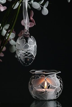 Malovaná dóza pro čajovovou svíčku - malovaná krajka