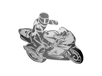 Pískovaný motiv - motorkář