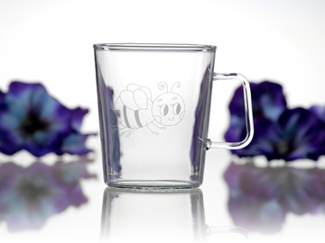 Skleněný hrnek 200 ml s pískováním - Tomáš - Mája (varianta 2.)