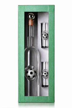 Sada Fotbal láhev 0,35 ltr., 2x panák - dárková krabice (zelený trávník)