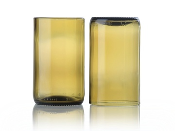 Sklenka z lahve od vína - odstín Amber - 0,3l (110 mm) - téměř ploché dno