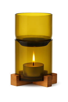 Aromalampa z lahve od vína - antik. zelená + dub olej 