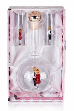 Sada skleněné dárkové láhve a nálevek Magic zlatá svatba