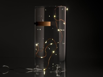 Levitující svícen FlyCandle - 1x dubový kalíšek pro svíčku + světelný řetěz