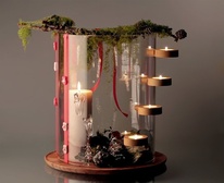 ELEMENT GIGA s naší dekorací - válec + dřevěný podnos + dřevěné kalíšky s magnetem