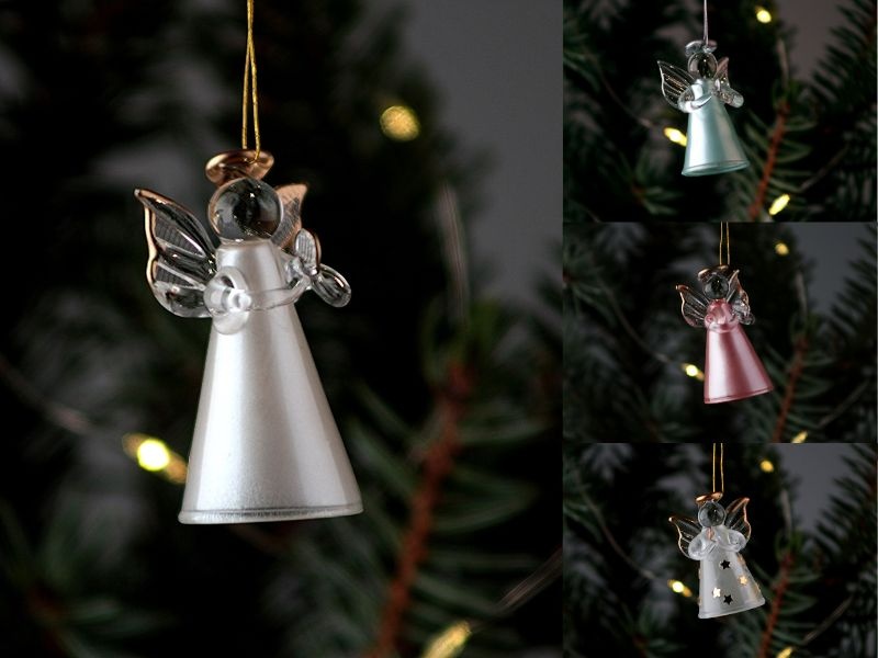 Vánoční ozdoba Andílek na zavěšení - zlatý / tyrkys / růžový / perleťový