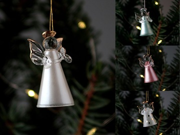 Vánoční ozdoba Andílek na zavěšení - zlatý / tyrkys / růžový / perleťový