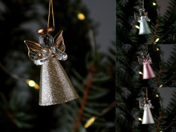 Vánoční ozdoba Andílek na zavěšení - zlatý / tyrkys / růžový / perleťový