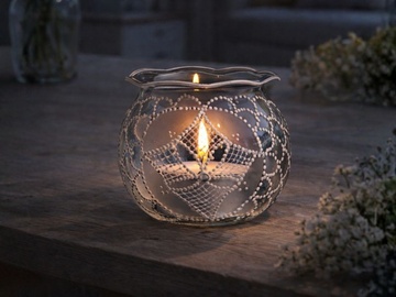 Malovaná dóza pro čajovovou svíčku - malovaná krajka 