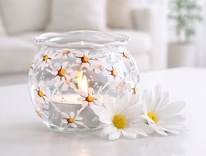 Malovaná dóza pro čajovovou svíčku - kopretinová louka