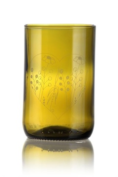 Sklenka z lahve od vína - Luční doušek v srdíčku 