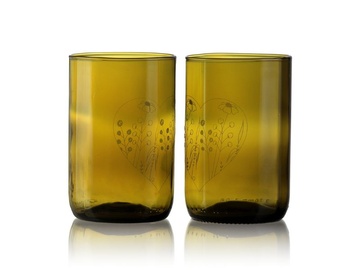 Sklenka z lahve od vína - Luční doušek v srdíčku 