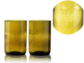 Sklenka z lahve od vína - Luční doušek v srdíčku 