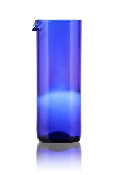 Modrá karafa z lahve od vína 0,6 l 