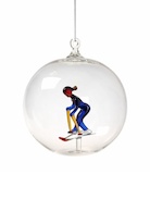 Vánoční ozdoba koule s očkem - lyžař