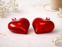 Foukané skleněné srdce červené, s očkem na zavěšení