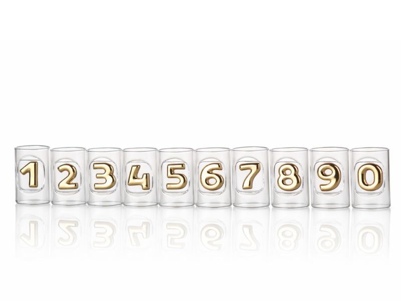 Panák 40 ml se zlatým číslem 