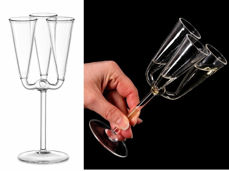 Trojsklenka na nožce 0,04 l