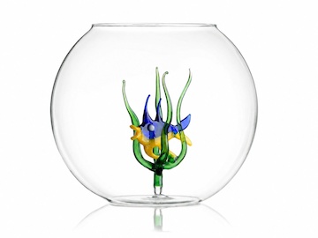 Kulaté akvárium p20 cm - 3,5l se skleněnou figurkou ryby v řase