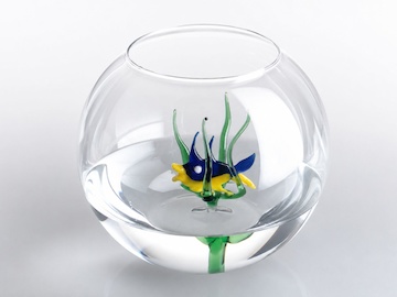 Kulaté akvárium p20 cm - 3,5l se skleněnou rybou