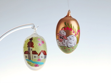 Velikonoční ozdoba Vajíčko s očkem - malovaný beránek, jarní krajina