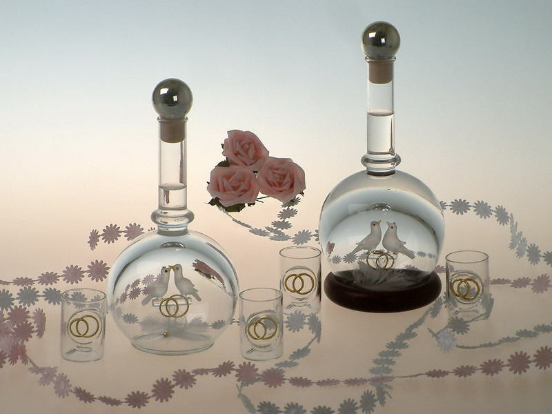 Skleněná láhev s Výdutí 0,2l Holubičky