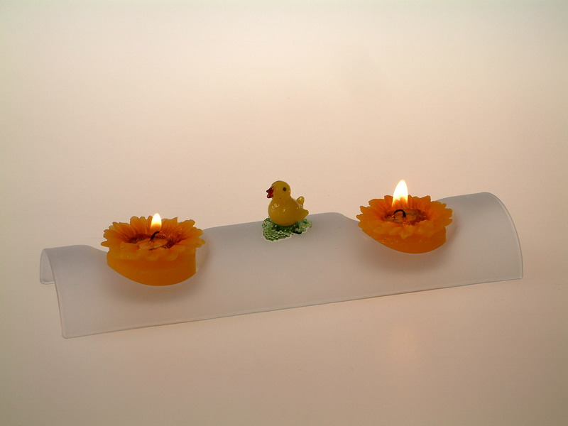 Trubicový svícen ARC na 2 svíčky pískovaný - kuřátko