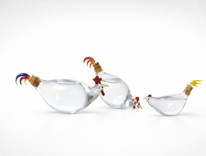 Sada láhví 0,30 ltr. - kuřátko, slepička, kohoutek