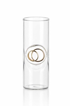 Skleněná odlivka výška 90 mm zlaté prstýnky v lůžku